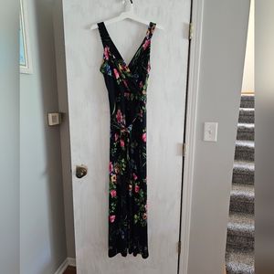 Navy faux wrap floral maxi